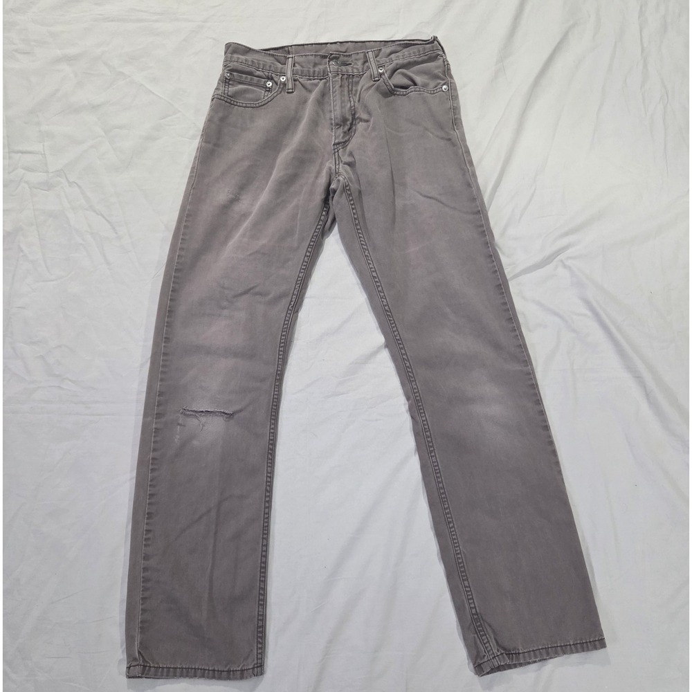 Levis 514 Jeans Mens 30x30 White Tab Gray Denim Pants Straight Leg Distressed